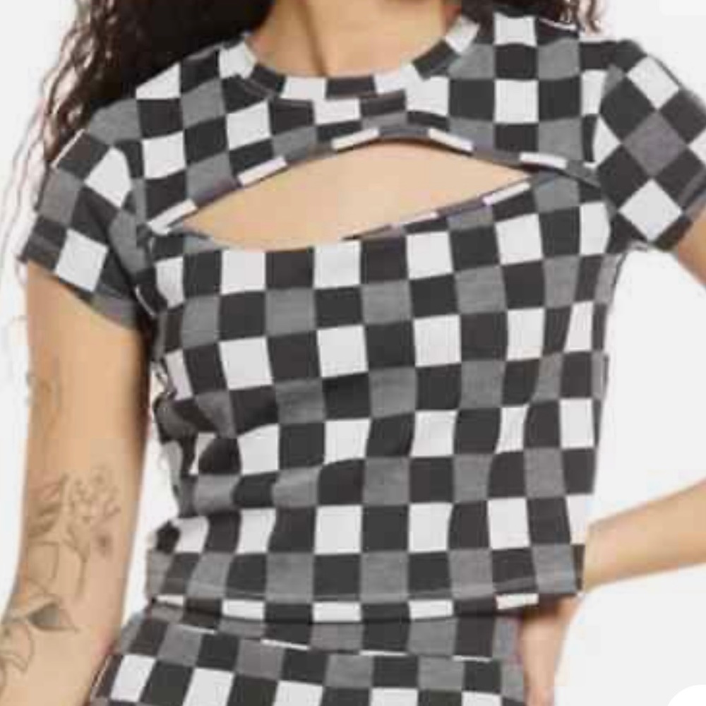 NWT BP Gingham Cutout Crop Top